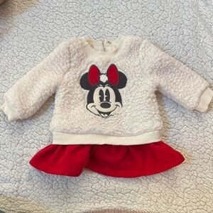 Disney Minnie Mouse Fleece Sweater Dress - Cream and Red